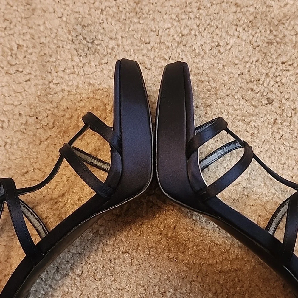 Stuart Weitzman Satin Crystal Embellishments Heels